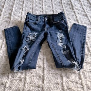 American Eagle Outfitters Blue Skinny Jeans Distressed Style